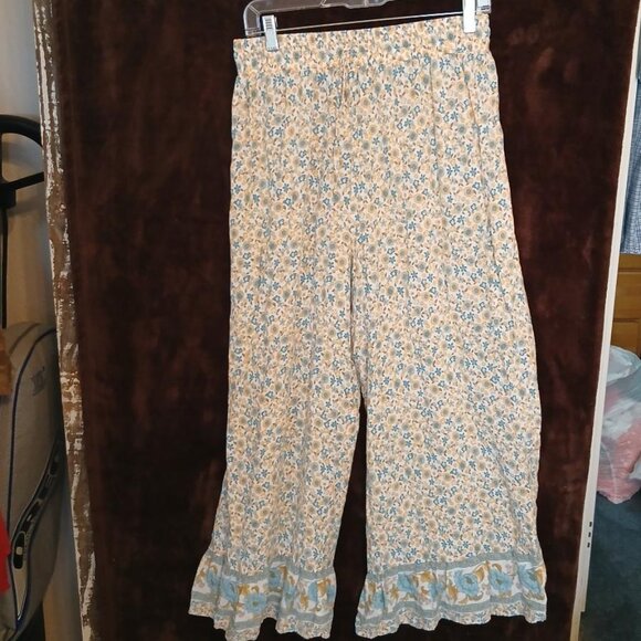 Versona flower palazzo pants with ruffle (SIZE M) - Picture 3 of 7